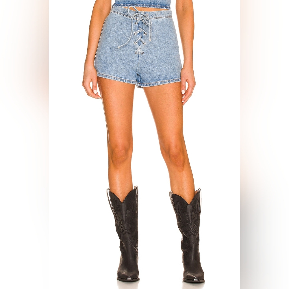 19. NWT EB DENIM X REVOLVE LACE UP SHORTS